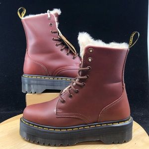 Dr Doc Martens JADON FL Leather Faux Fur Lined Platform Boots Men's 6/Women's 7